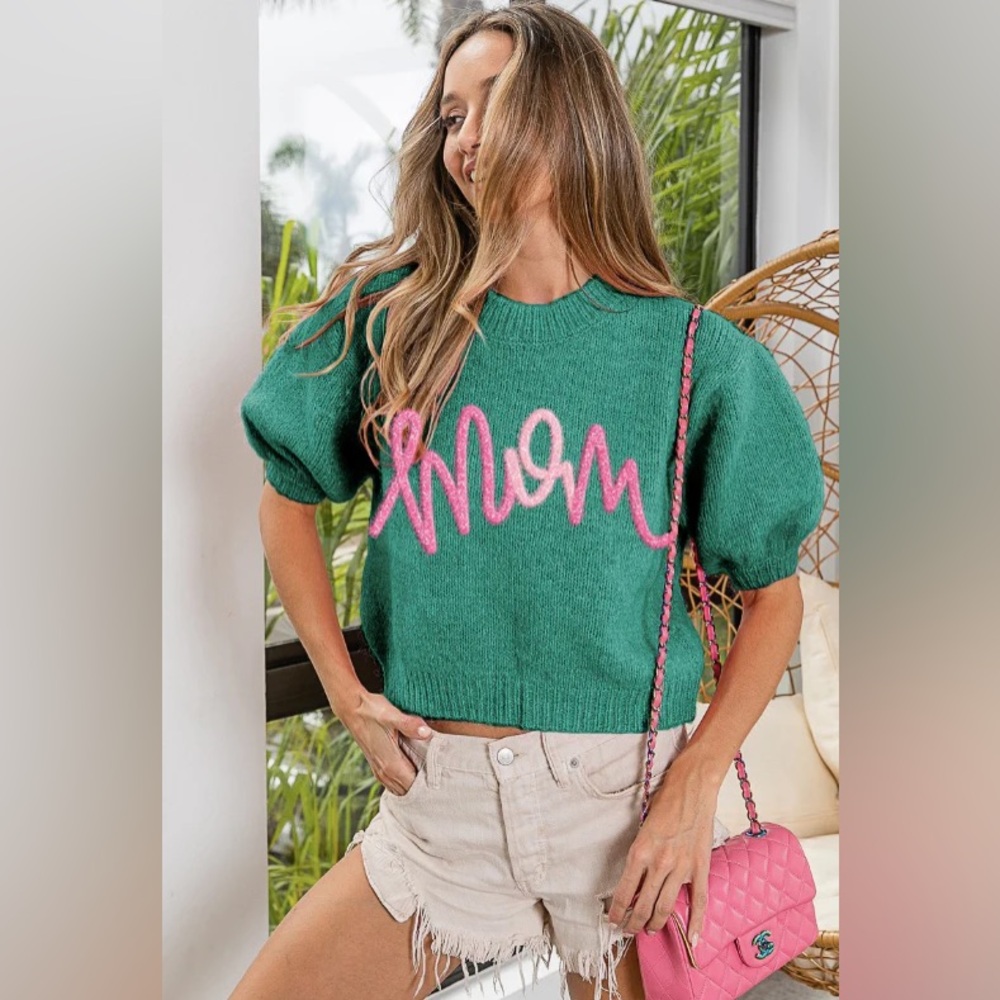BIBI “Mom” sea foam metallic sweater